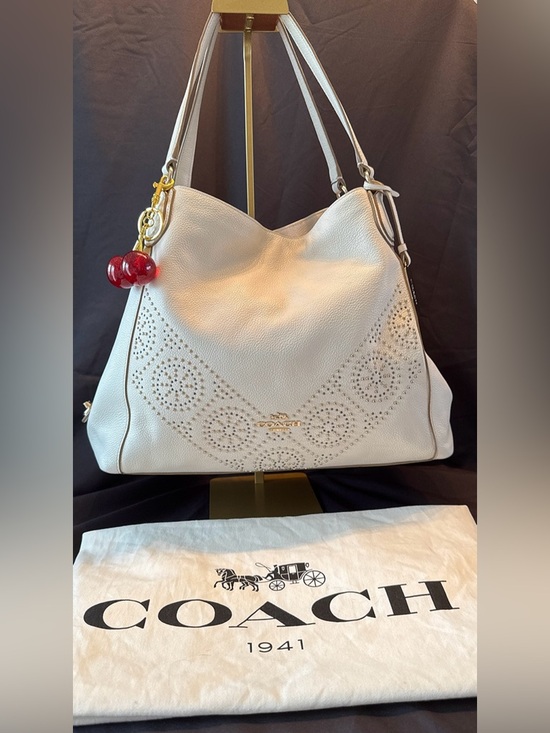 Coach Handbags - Coach Edie Mini Stud Shoulder Bag with Cherry Charm & Dust Bag